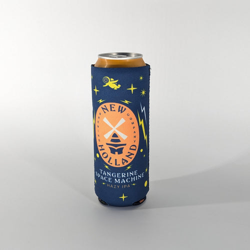 New Holland Brewing can cooler with branding on a gray background