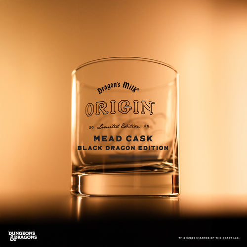 Dragon's Milk x Dungeons & Dragons Origin Mead Cask Rocks Glass