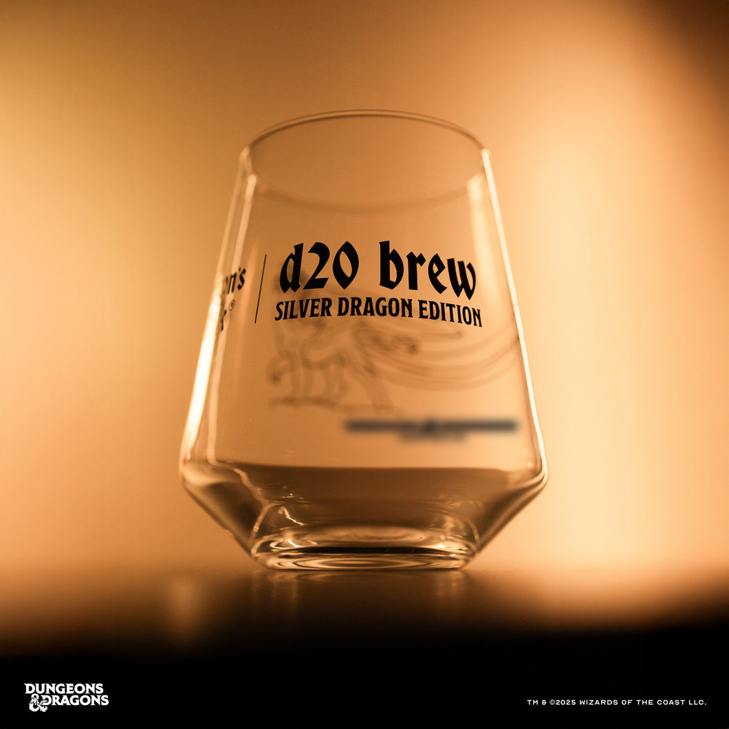 Dragon's Milk x Dungeons & Dragons d20 brew snifter