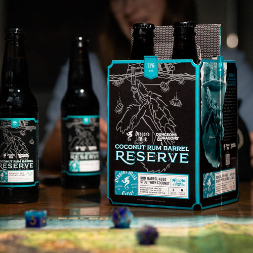 This is a photo of Dragon's Milk x D&D Coconut Rum Barrel Reserve