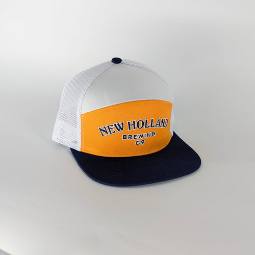 New Holland Brewing Co. Orange, Blue, and White hat.