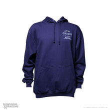 Load image into Gallery viewer, Navy blue Dragon’s Milk Origin hoodie featuring white Mead Cask Blue Dragon Edition branding on the left chest, with a drawstring hood and front pouch pocket.
