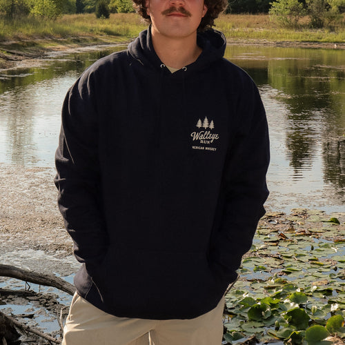 Walleye Run Whiskey Navy Hoodie