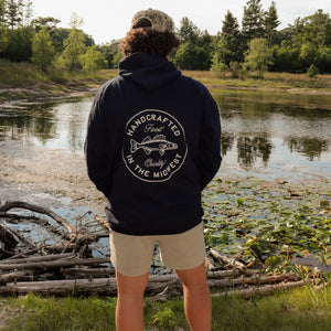 Walleye Run Whiskey Navy Hoodie